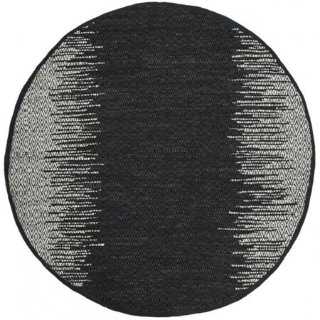 Flowers First 6 x 6 ft. Round Vintage Leather Hand Woven Rug, Light Grey & Black FL1874515